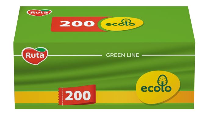 Ruta Серветки косметичні "Ecolo" 200л 2ш білі пенал (12шт/ящ), Арт. 58768998